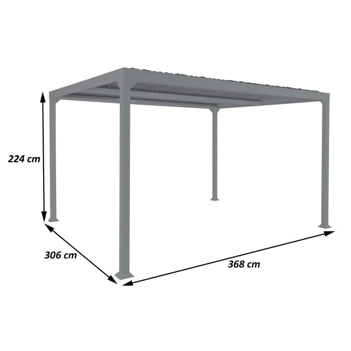 Alu Pergola HWC-L41, Lamellen-Pavillon Terrassenberdachung, stabiles 8cm-Metall-Gestell 3x3,7m ~ anthrazit