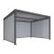 Alu Pergola HWC-L41 mit 3x Seitenwand, Lamellen-Pavillon, stabiles 8cm-Metall-Gestell 3x3,7m ~ anthrazit