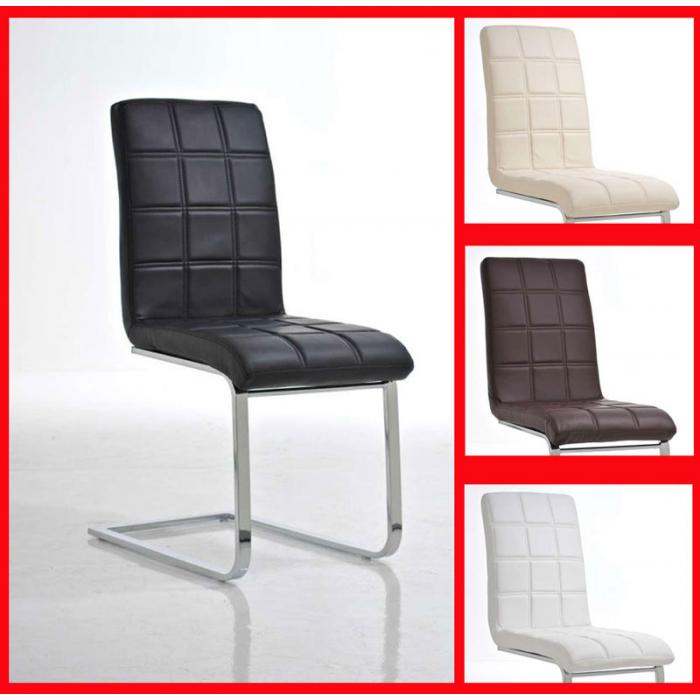 Esszimmerstuhl Freischwinger Stuhl C03, Kunstleder ~ creme