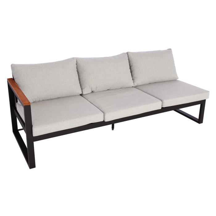 Garten-Garnitur HWC-L26, Gartenlounge Lounge-Set Sitzgruppe Sofa, Metall Akazie Holz MVG-zertifiziert ~ hellgrau