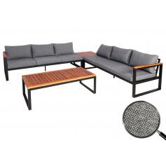 Garten-Garnitur HWC-L26, Gartenlounge Lounge-Set Sitzgruppe Sofa, Aluminium Akazie Holz MVG-zertifiziert ~ dunkelgrau