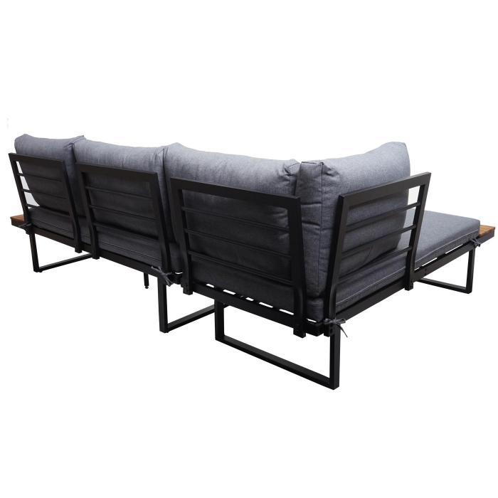 Garten Garnitur HWC-L27, Garnitur Sitzgruppe Lounge-Set Sofa, Spun Poly Alu Akazie Holz MVG-zertifiziert ~ dunkelgrau