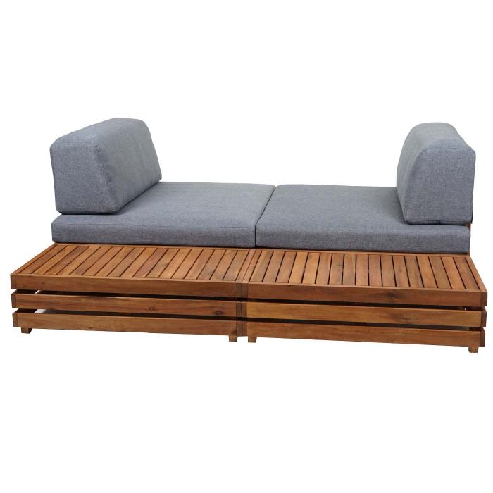 Garten-Garnitur HWC-L28, Lounge-Set Sitzgruppe Lounge-Sessel Sofa, Spun Poly Akazie Holz MVG ~ Polster dunkelgrau