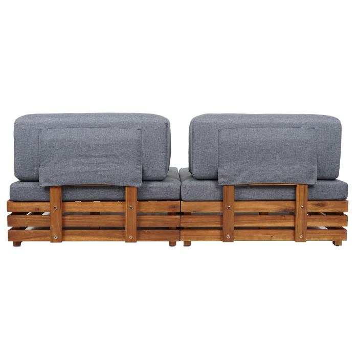 Garten-Garnitur HWC-L28, Lounge-Set Sitzgruppe Lounge-Sessel Sofa, Spun Poly Akazie Holz MVG ~ Polster dunkelgrau