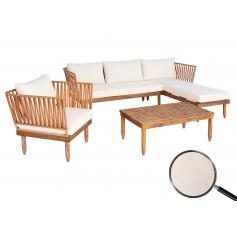 Garten-Garnitur HWC-L29, Garnitur Sitzgruppe Lounge-Set Sofa, Akazie Holz FSC-zertifiziert ~ creme-weiß