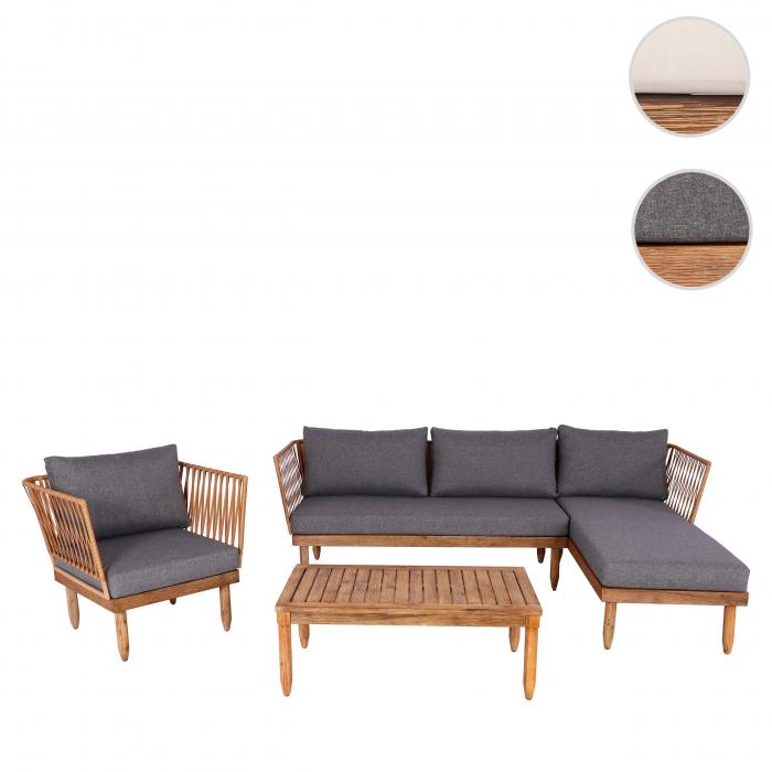 Garten-Garnitur HWC-L29, Garnitur Sitzgruppe Lounge-Set Sofa, Akazie Holz MVG-zertifiziert ~ dunkelgrau