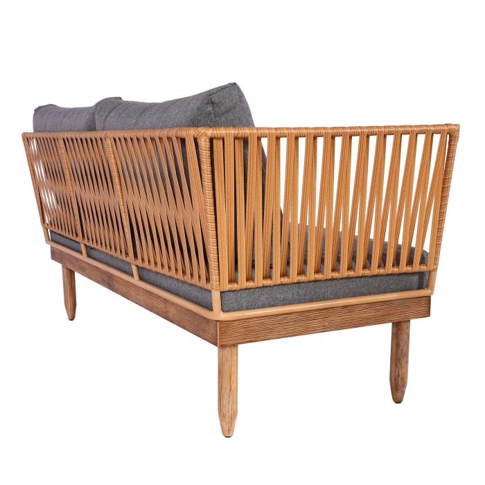 Garten-Garnitur HWC-L29, Garnitur Sitzgruppe Lounge-Set Sofa, Akazie Holz MVG-zertifiziert ~ dunkelgrau