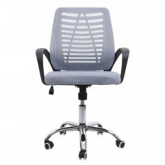 Brostuhl HWC-L44, Schreibtischstuhl Computerstuhl, ergonomische Rckenlehne, Netzbezug Stoff/Textil ~ grau