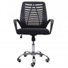 Bürostuhl HWC-L44, Schreibtischstuhl Computerstuhl, ergonomische Rückenlehne, Netzbezug Stoff/Textil ~ schwarz