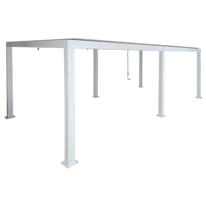 Pergola HWC-L46, Gartenpavillon Lamellen-Pavillon, 11cm-Aluminium-Gestell, Regenrinne sturmfest, 3x6m ~ wei