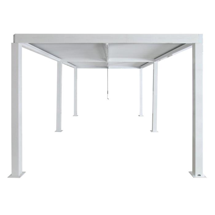 Pergola HWC-L46, Gartenpavillon Lamellen-Pavillon, 11cm-Aluminium-Gestell, Regenrinne sturmfest, 3x6m ~ wei