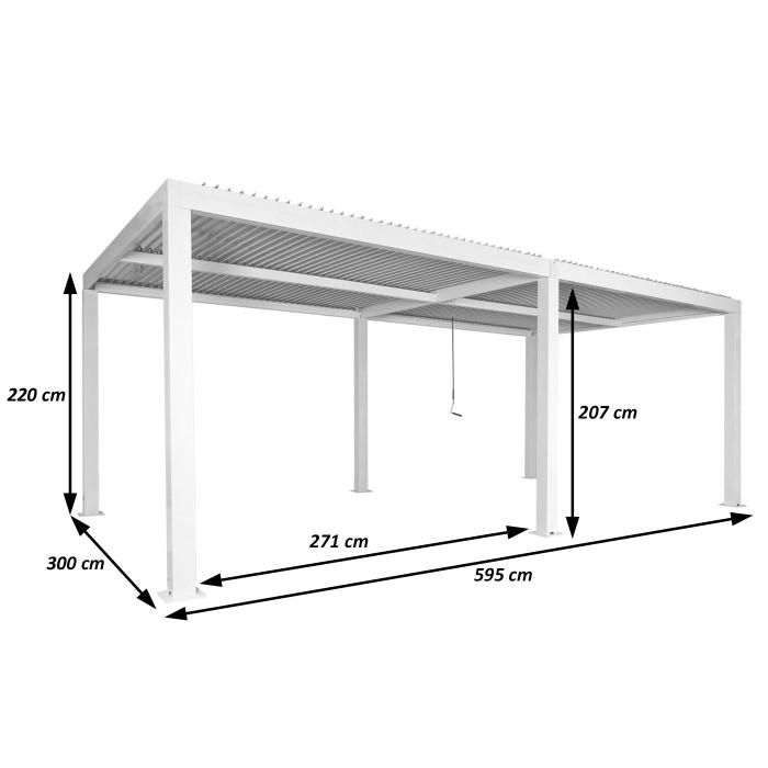 Pergola HWC-L46, Gartenpavillon Lamellen-Pavillon, 10cm-Aluminium-Gestell, Regenrinne sturmfest, 3x6m ~ anthrazit