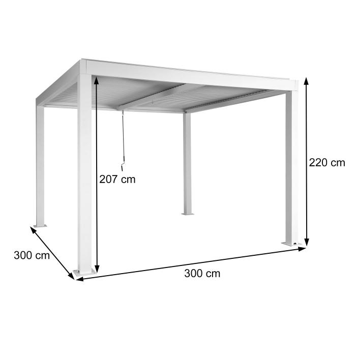 Pergola HWC-L46, Gartenpavillon Lamellen-Pavillon, 10cm-Aluminium-Gestell, Regenrinne sturmfest, 3x3m ~ anthrazit