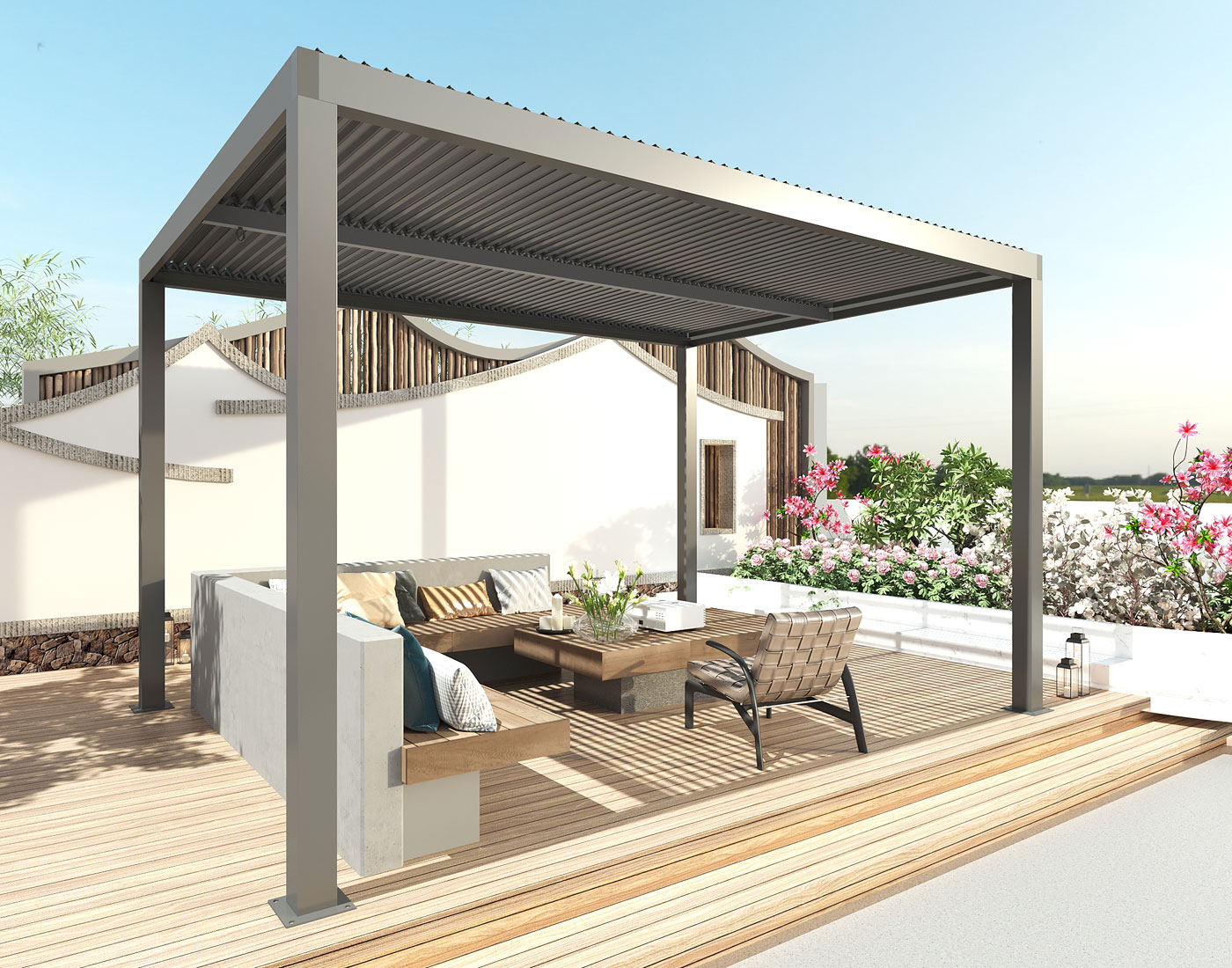 Pergola HWCL46, Gartenpavillon LamellenPavillon, 11cmAluminium