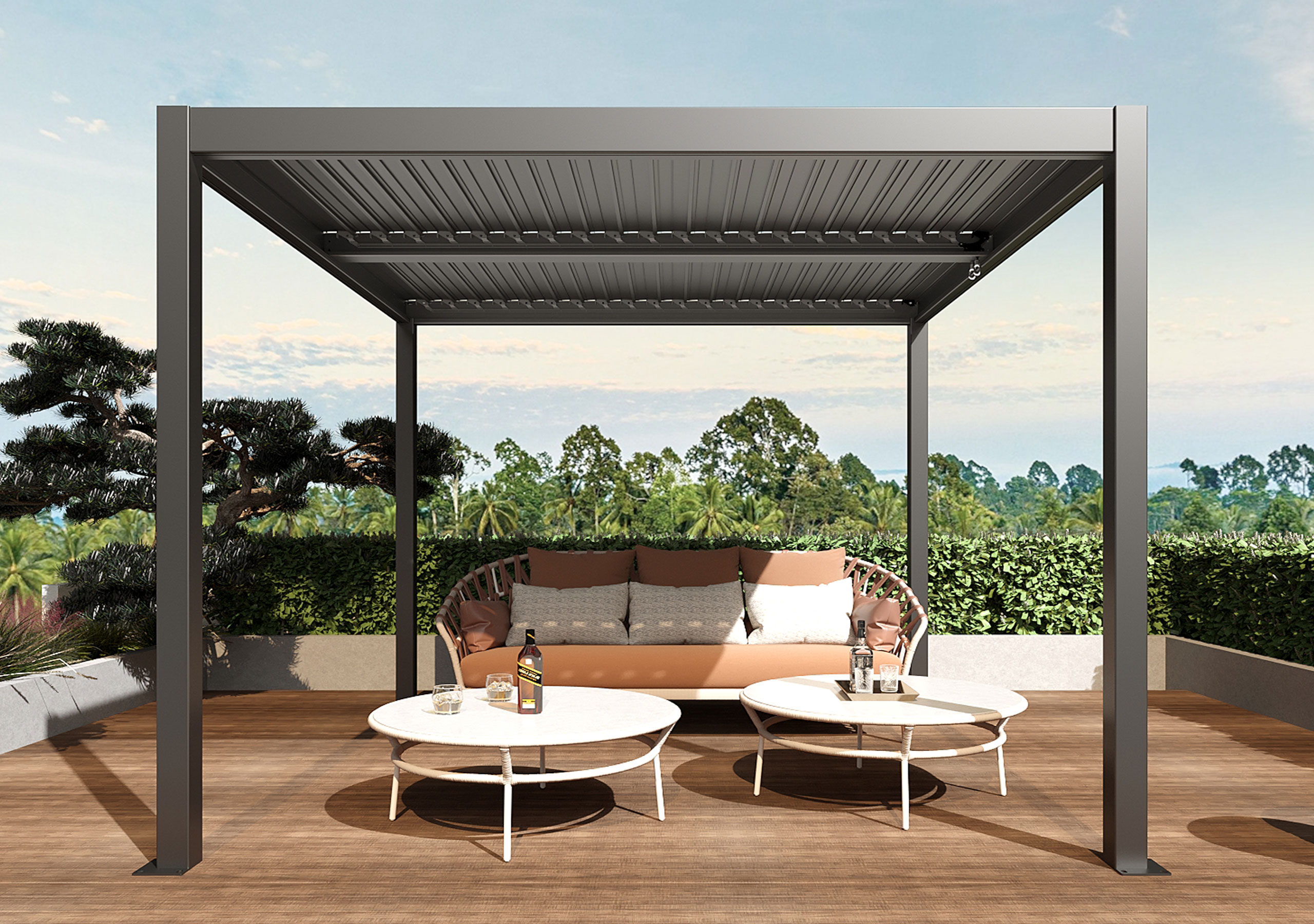 Pergola HWCL46, Gartenpavillon LamellenPavillon, 11cmAluminium