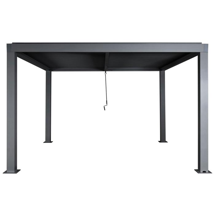 Pergola HWC-L46, Gartenpavillon Lamellen-Pavillon, 11cm-Aluminium-Gestell, Regenrinne sturmfest, 3x4m ~ anthrazit