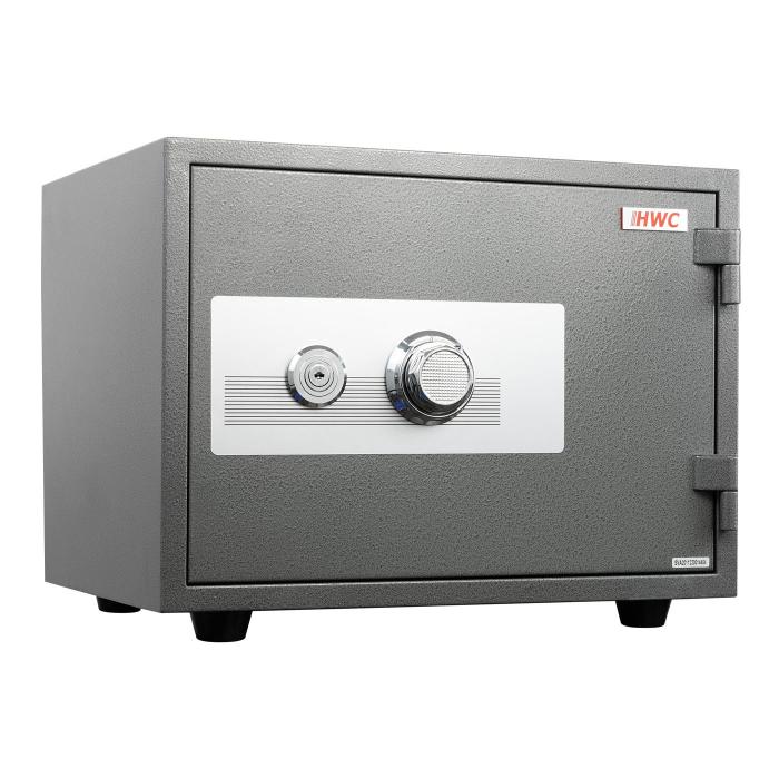 Tresor HWC-L48, feuerfest (60min) Safe Geldschrank Doppelbolzenverriegelung, 44kg Metall 38x50x44cm 19L ~ grau