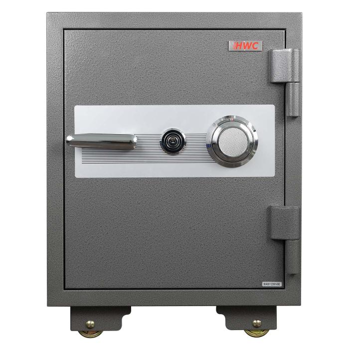 Defekte Ware (Ecken eingedrckt SK2) | Tresor HWC-L48, feuerfest (60min) Geldschrank, 72kg Metall 60x46x47cm 39L ~ grau