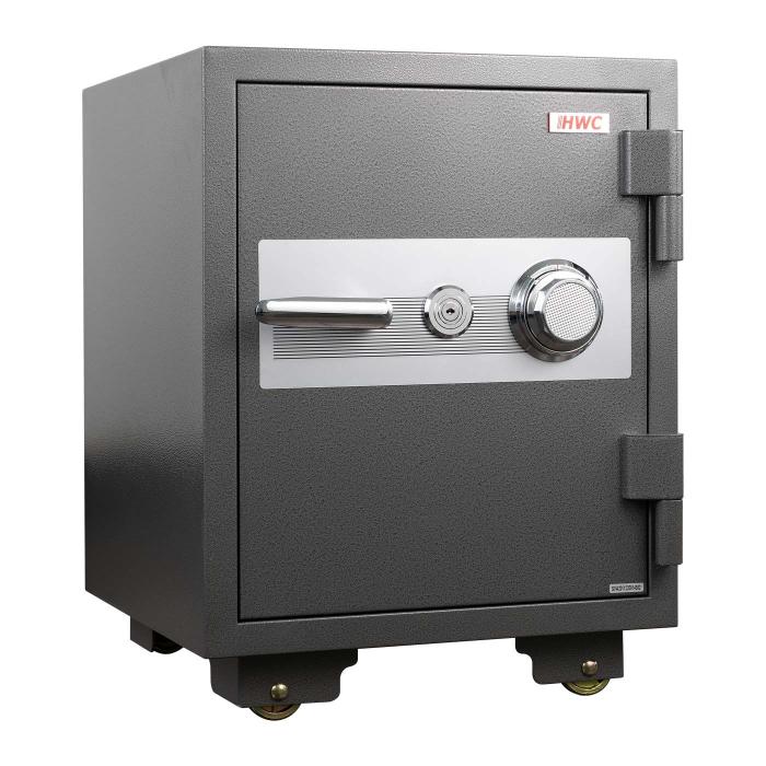 Defekte Ware (Ecken eingedrckt SK2) | Tresor HWC-L48, feuerfest (60min) Geldschrank, 72kg Metall 60x46x47cm 39L ~ grau