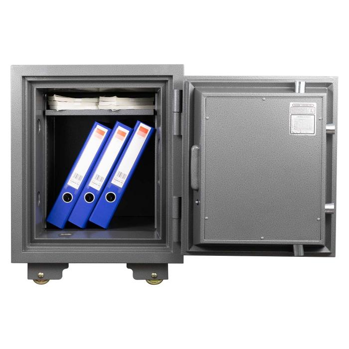 Defekte Ware (Ecken eingedrckt SK2) | Tresor HWC-L48, feuerfest (60min) Geldschrank, 72kg Metall 60x46x47cm 39L ~ grau