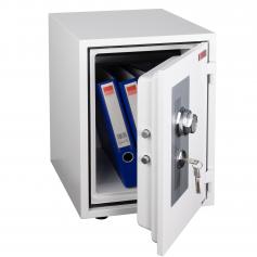 Tresor HWC-L48, feuerfest (60min) Safe Geldschrank Doppelbolzenverriegelung, 44kg Metall 52x36x39cm 20L ~ wei