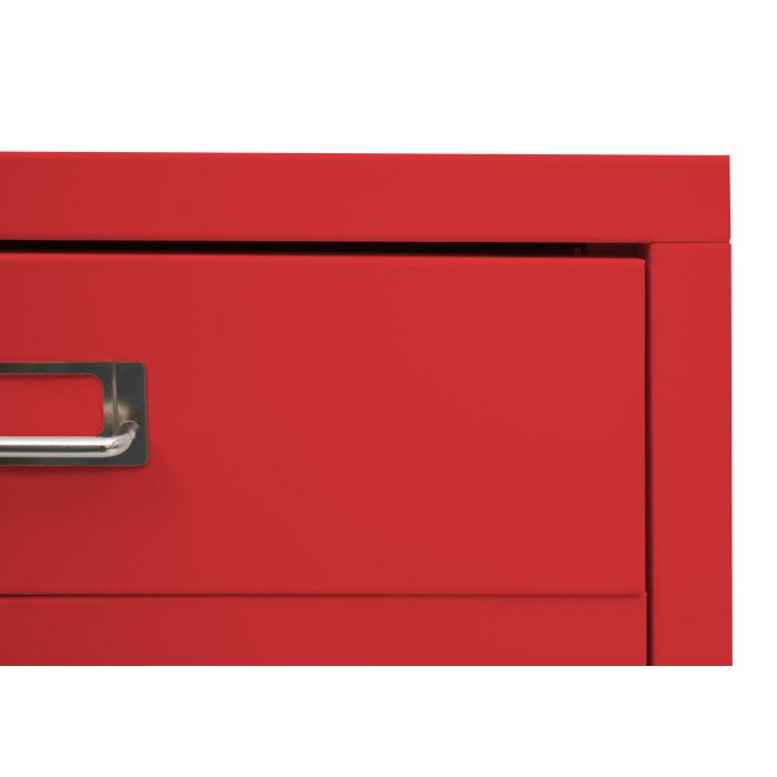 Rollcontainer HWC-L49, Schubladenschrank Stahlschrank Aktenschrank, Metall 55x40x41cm 4 Schubladen ~ rot