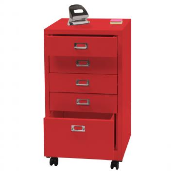 Rollcontainer HWC-L49, Schubladenschrank Stahlschrank Aktenschrank, Metall 75x40x41cm 5 Schubladen ~ rot