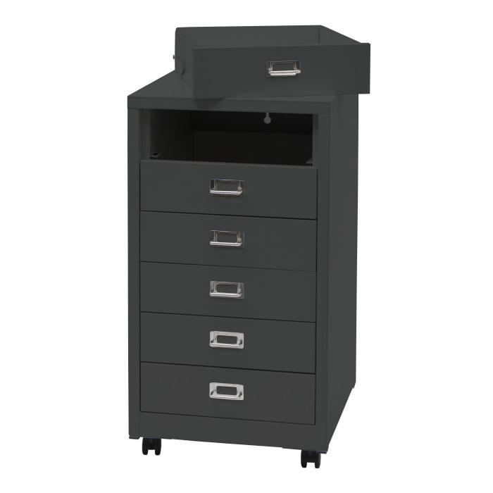 Rollcontainer HWC-L49, Schubladenschrank Stahlschrank Aktenschrank, Metall 75x40x41cm 6 Schubladen ~ dunkelgrau