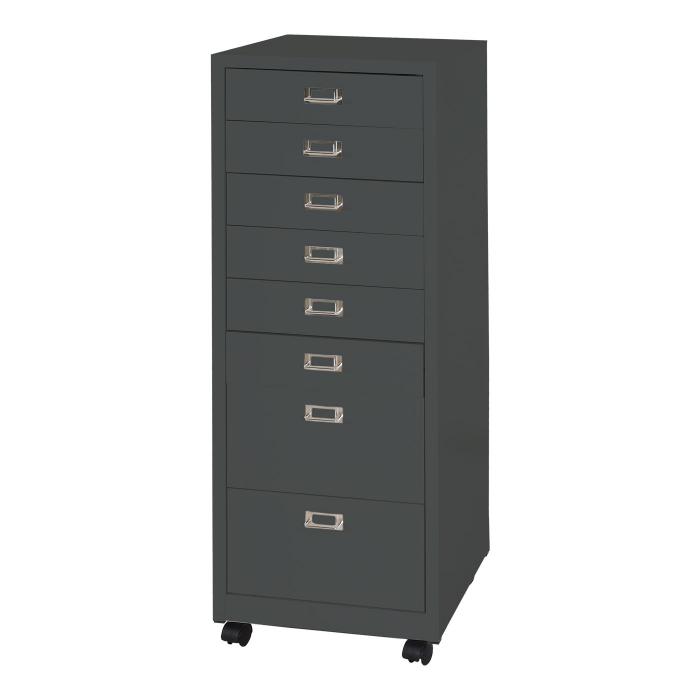 Rollcontainer HWC-L49, Schubladenschrank Stahlschrank Aktenschrank, Metall 115x40x41cm 8 Schubladen ~ dunkelgrau