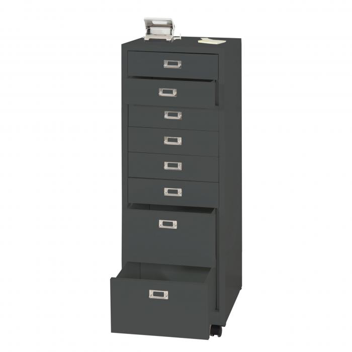 Rollcontainer HWC-L49, Schubladenschrank Stahlschrank Aktenschrank, Metall 115x40x41cm 8 Schubladen ~ dunkelgrau