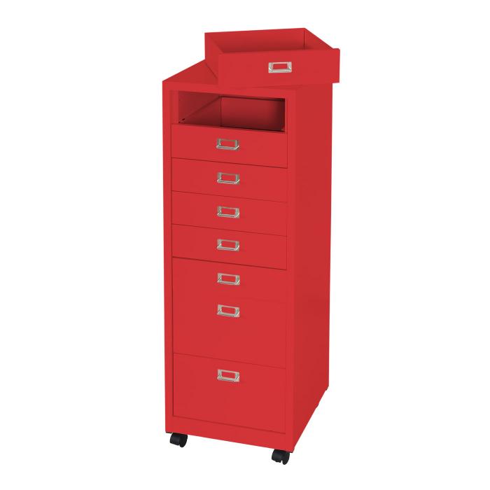 Rollcontainer HWC-L49, Schubladenschrank Stahlschrank Aktenschrank, Metall 115x40x41cm 8 Schubladen ~ rot