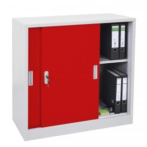 Aktenschrank Boston HWC-F41, Stahlschrank, mit Schiebetren 90x90x45cm ~ rot