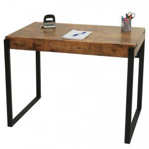 Schreibtisch HWC-L53, Brotisch Computertisch Arbeitstisch, Metall 100x54cm ~ dunkle Wildeiche