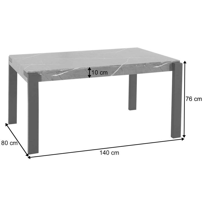 Esstisch HWC-L53, Tisch Kchentisch Esszimmertisch, Industrial Metall 140x80cm ~ Marmor-Optik grau