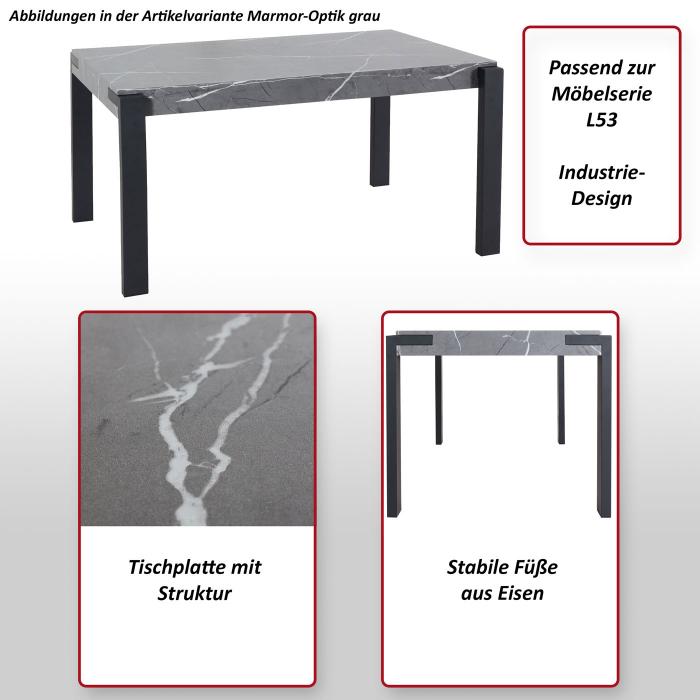 Esstisch HWC-L53, Tisch Kchentisch Esszimmertisch, Industrial Metall 140x80cm ~ dunkle Wildeiche