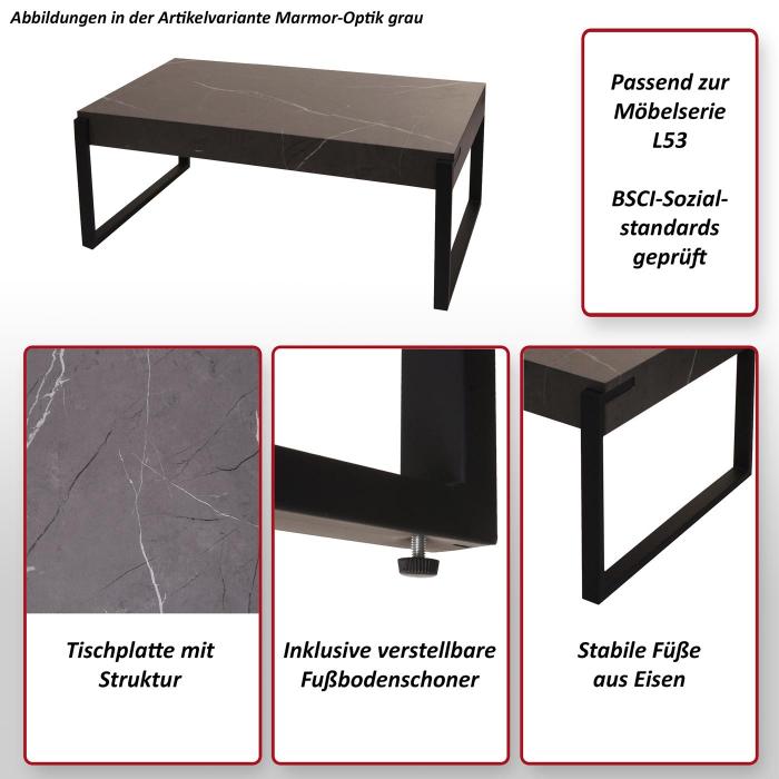 Couchtisch HWC-L53, Wohnzimmertisch Beistelltisch Sofatisch, Metall 43x110x64cm ~ dunkle Wildeiche