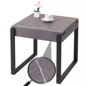 Beistelltisch HWC-L53, Kaffeetisch Nachttisch Loungetisch Couchtisch, Metall 51x50x54cm ~ Marmor-Optik grau