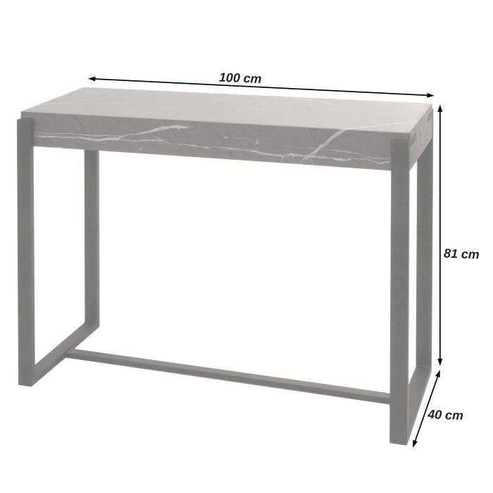 Konsolentisch HWC-L53, Telefontisch Arbeitstisch Beistelltisch Ablagetisch, Metall 81x100x40cm ~ Marmor-Optik grau