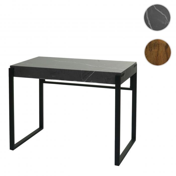 Schreibtisch HWC-L53, Brotisch Computertisch Arbeitstisch, Metall 100x54cm ~ Marmor-Optik grau