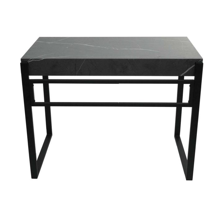 Schreibtisch HWC-L53, Brotisch Computertisch Arbeitstisch, Metall 100x54cm ~ Marmor-Optik grau