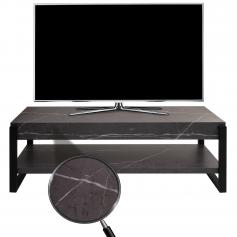 TV-Rack HWC-L53, Fernsehtisch Lowboard TV-Tisch, Metall 42x120x44cm ~ Marmor-Optik grau