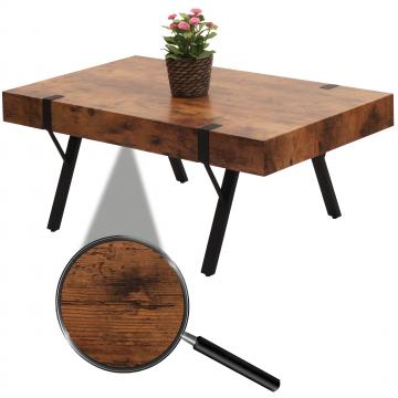 Couchtisch HWC-L54, Wohnzimmertisch Beistelltisch Sofatisch, Metall 43x110x60cm ~ dunkle Wildeiche