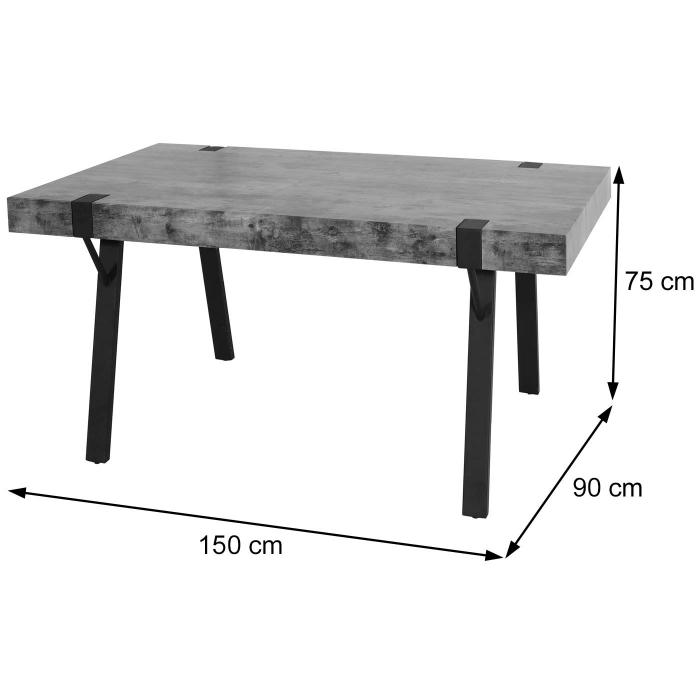 Esstisch HWC-L54, Tisch Kchentisch Esszimmertisch, Industrial Metall 150x90cm ~ Marmor-Optik grau