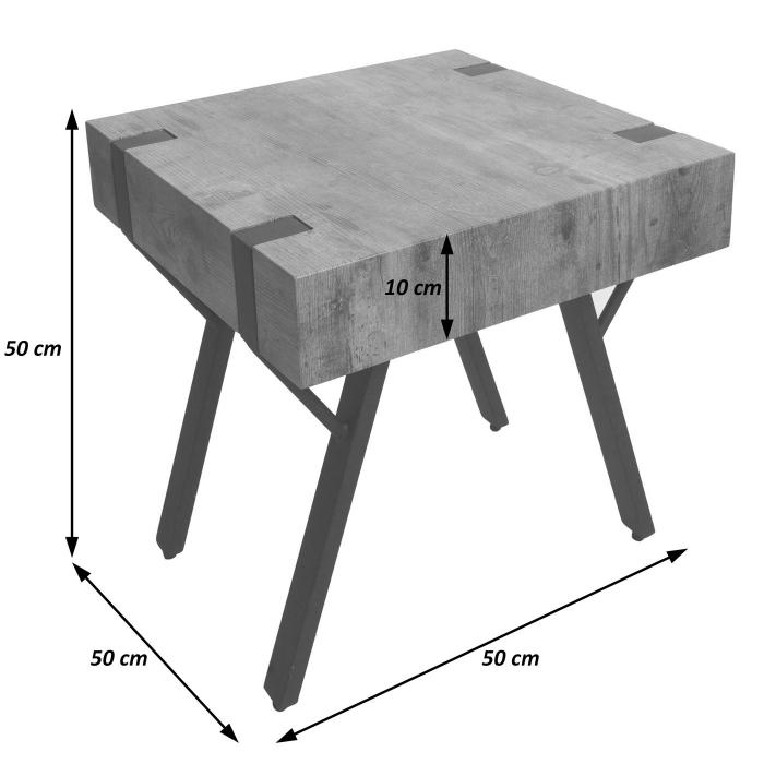 Beistelltisch HWC-L54, Kaffeetisch Nachttisch Loungetisch Couchtisch, Metall MDF 50x50x50cm ~ dunkle Wildeiche