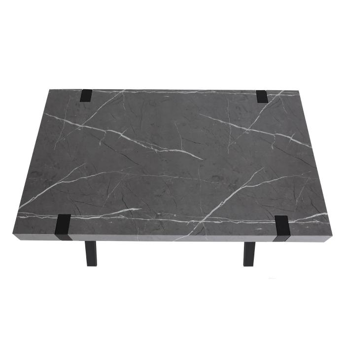 Esstisch HWC-L54, Tisch Kchentisch Esszimmertisch, Industrial Metall 150x90cm ~ Marmor-Optik grau