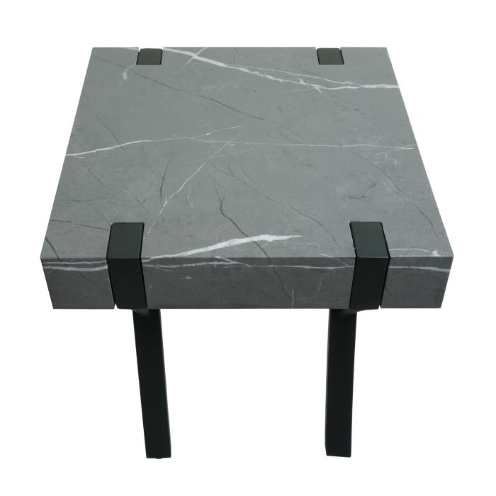 Beistelltisch HWC-L54, Kaffeetisch Nachttisch Loungetisch Couchtisch, Eisen MDF 50x55x50cm ~ Marmor-Optik grau