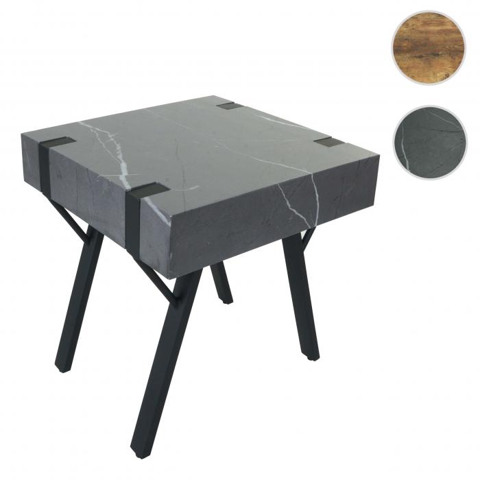Beistelltisch HWC-L54, Kaffeetisch Nachttisch Loungetisch Couchtisch, Eisen MDF 50x55x50cm ~ Marmor-Optik grau