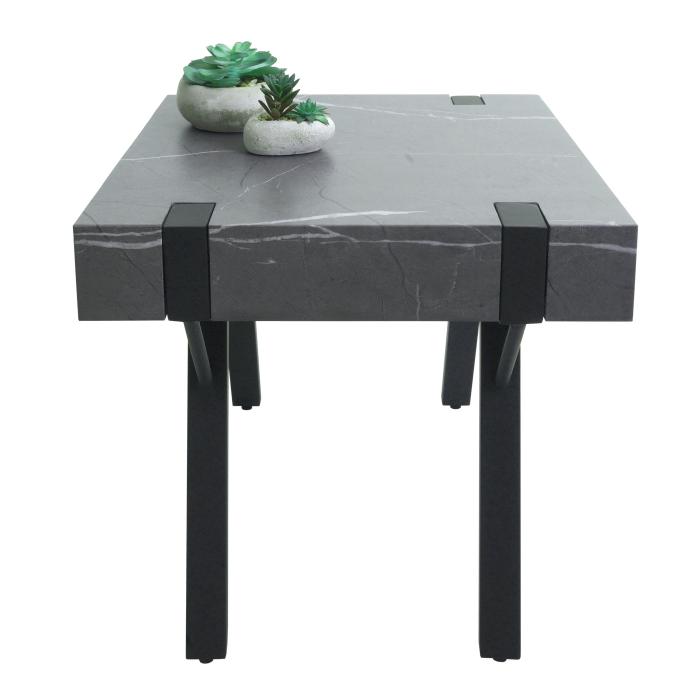 Beistelltisch HWC-L54, Kaffeetisch Nachttisch Loungetisch Couchtisch, Eisen MDF 50x55x50cm ~ Marmor-Optik grau