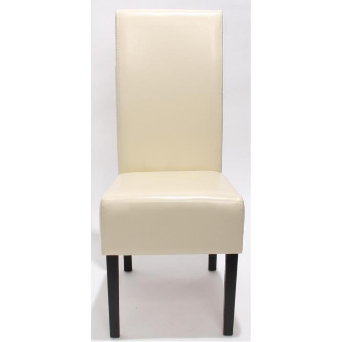 6er-Set Esszimmerstuhl Küchenstuhl Stuhl Latina, LEDER ~ creme, dunkle Beine