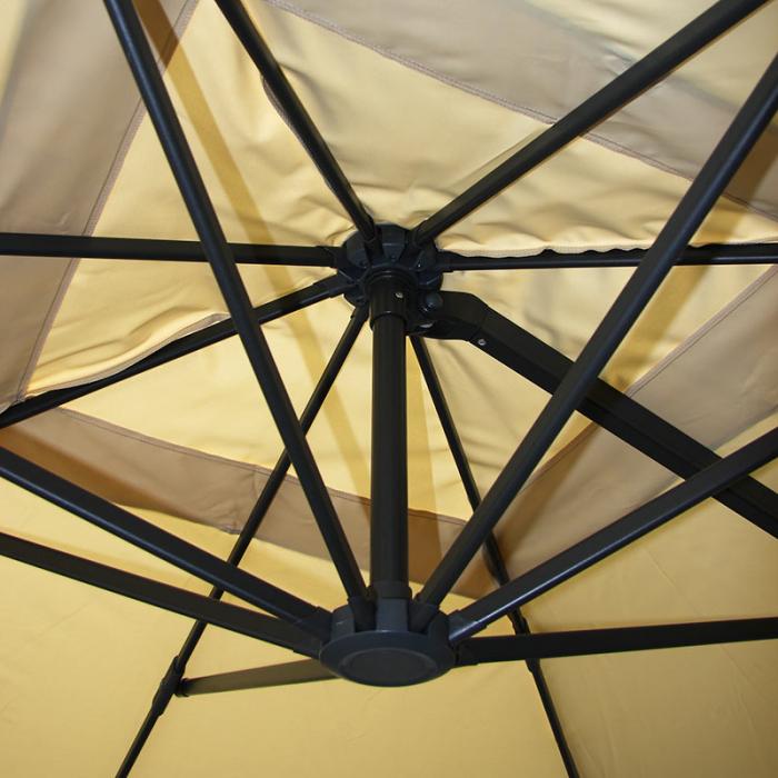 Gastronomie-Ampelschirm HWC-A96, Sonnenschirm 3x3m (4,24m) Polyester Alu/Stahl 23kg ~ creme ohne Stnder, drehbar